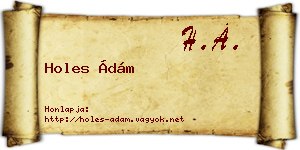 Holes Ádám névjegykártya